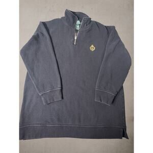 Lauren Ralph Lauren 1/4 Zip Sweater Mens Small Black Crest Cotton